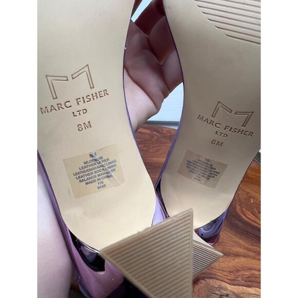 MARC FISHER LTD Womens Size 8M Metallic Purple Square Toe Ankle Strap Heels - Picture 4 of 11